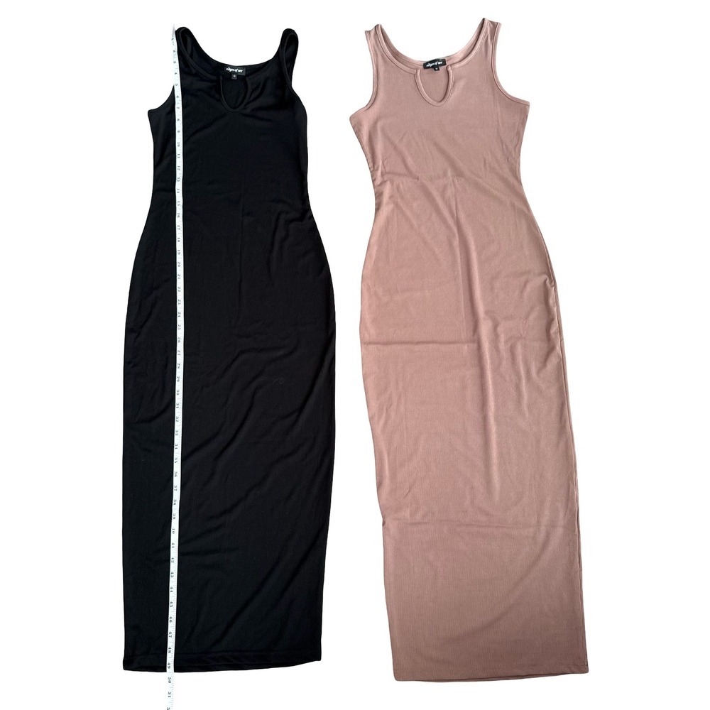 Edges of Her Maxi Dresses Black Brown Blue Ribbed Notched Neck Womens XS - Picture 7 of 7